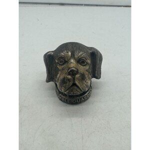 Vintage Colonial Pewter Dog Head Thimble Guardian